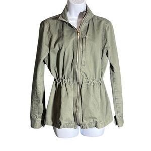 Women’s Utility Jacket – Olive Green Zip-Up – Size M